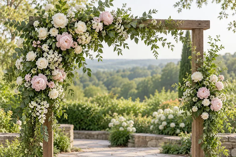 Asymmetric garden ceremony arch concept