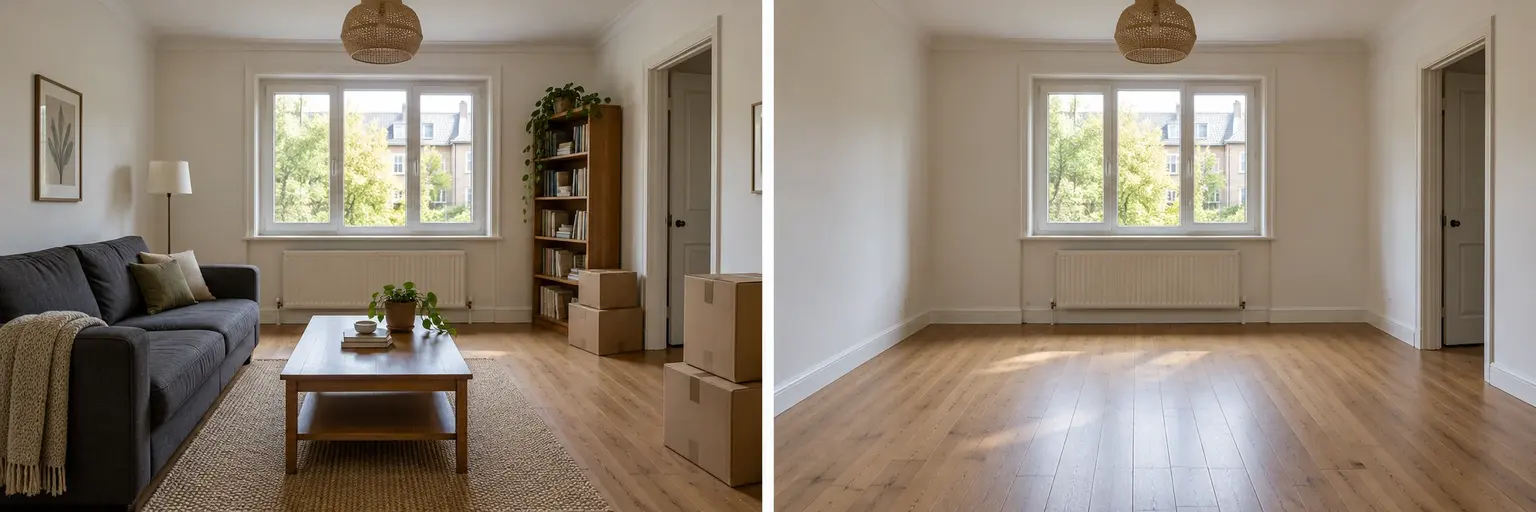 Illustrative room clearing before a new design direction