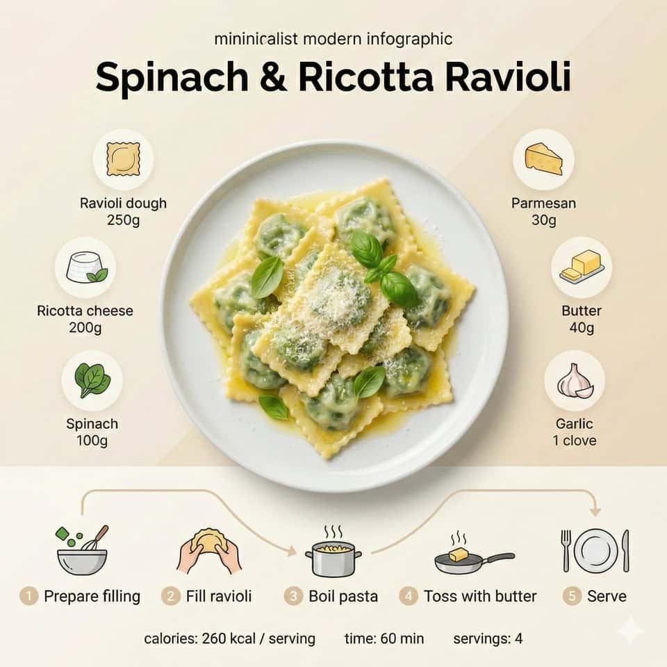 {
  "style": "Clean minimalist recipe infographic",
  "visual_aesthetic": {
    "photography_style": "Top-down and 3-quarter angle food photography",
    "design_language": "Nordic editorial cookbook aesthetic",
    "background": "Warm beige / cream neutral",
    "lighting": "Soft diffused light with gentle shadows",
    "detail_level": "Photorealistic, ultra-sharp, 8K quality"
  },
  "layout": {
    "composition": "Hero dish centered on a white ceramic plate or bowl",
    "elements": [
      "Ingredient icons in soft rounded frames",
      "Minimal vector-style ingredient illustrations",
      "Ingredient labels with quantities",
      "Numbered step-by-step cooking flow with icons"
    ],
    "typography": "Modern sans-serif, high readability",
    "spacing": "Airy, balanced, uncluttered"
  },
  "recipes": [
    {
      "dish_name": "Traditional Polish Pierogi",
      "dish_presentation": "Golden boiled dumplings stuffed with potato and farmer cheese, finished with butter and fresh chives",
      "ingredients": [
        { "name": "All-purpose flour", "quantity": "2.5 cups" },
        { "name": "Potatoes", "quantity": "3 medium" },
        { "name": "Farmer cheese", "quantity": "200g" },
        { "name": "Onion", "quantity": "1 medium" },
        { "name": "Butter", "quantity": "40g" },
        { "name": "Salt", "quantity": "1 tsp" },
        { "name": "Water", "quantity": "0.75 cups" }
      ],
      "steps": [
        "Make the dough",
        "Cook and mash the filling",
        "Fill and fold pierogi",
        "Boil until tender",
        "Finish with butter"
      ],
      "meta": {
        "calories": "270 kcal / serving",
        "time": "70 min",
        "servings": 4
      }
    },
    {
      "dish_name": "Vinaigrette Salad",
      "dish_presentation": "Vibrant diced root vegetables tossed in a light dressing, shaped and garnished with fresh herbs",
      "ingredients": [
        { "name": "Beetroot", "quantity": "2 medium" },
        { "name": "Potatoes", "quantity": "2 medium" },
        { "name": "Carrots", "quantity": "1 medium" },
        { "name": "Pickled cucumbers", "quantity": "2 pcs" },
        { "name": "Green peas", "quantity": "1 cup" },
        { "name": "Sunflower oil", "quantity": "2 tbsp" },
        { "name": "Fresh dill", "quantity": "1 bunch" }
      ],
      "steps": [
        "Boil the vegetables",
        "Cool and dice",
        "Combine all ingredients",
        "Dress the salad",
        "Refrigerate and serve"
      ],
      "meta": {
        "calories": "180 kcal / serving",
        "time": "30 min + chill",
        "servings": 4
      }
    },
    {
      "dish_name": "Solyanka Soup",
      "dish_presentation": "Hearty soup loaded with sliced mixed meats, briny olives, lemon, and fresh herbs, served in a ceramic bowl",
      "ingredients": [
        { "name": "Mixed meats", "quantity": "400g" },
        { "name": "Onion", "quantity": "1 large" },
        { "name": "Pickles", "quantity": "3 pcs" },
        { "name": "Tomato paste", "quantity": "2 tbsp" },
        { "name": "Olives", "quantity": "0.5 cup" },
        { "name": "Garlic", "quantity": "2 cloves" },
        { "name": "Bay leaf", "quantity": "1 pc" },
        { "name": "Lemon", "quantity": "for serving" }
      ],
      "steps": [
        "Prepare the broth",
        "Saute aromatics",
        "Add meats and pickles",
        "Season and simmer",
        "Serve with lemon"
      ],
      "meta": {
        "calories": "320 kcal / serving",
        "time": "90 min",
        "servings": 5
      }
    }
  ]
}