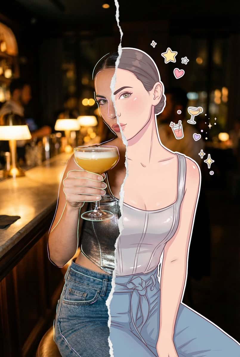 {
  "input_reference": "uploaded_image",
  "task": "transform image into stylized illustration",
  "subject": {
    "description": "full-body character based on the reference image",
    "pose": "same pose as original image",
    "facial_features": "preserve original facial features and identity",
    "proportions": "maintain original body proportions and composition"
  },
  "art_style": {
    "type": "hand-drawn illustration",
    "medium": ["colored pencil", "ink"],
    "techniques": ["cross-hatching", "shading", "sketch linework"],
    "reference_style": "concept art sketchbook drawing"
  },
  "surface": {
    "background": "lined notepad paper",
    "texture": "paper grain, sketchbook feel"
  },
  "composition": {
    "framing": "full-body portrait",
    "focus": "centered character",
    "camera_perspective": "match original image composition"
  },
  "additional_elements": {
    "decorations": [
      "comic book style doodles",
      "arrows pointing to outfit details",
      "handwritten notes",
      "text elements like WOW and COOL!",
      "design annotations and sketches"
    ],
    "effects": [
      "smooth red-yellow glow circling the character",
      "playful sketch marks",
      "designer commentary notes"
    ]
  },
  "mood": {
    "tone": "playful, creative, conceptual",
    "style_keywords": [
      "sketchbook concept art",
      "fashion design illustration",
      "hand-drawn editorial sketch",
      "high detail pencil drawing"
    ]
  }
}